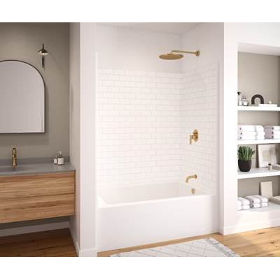 Aker 6036STT One-Piece Alcove Tub Shower - Left-Hand Drain in Biscuit