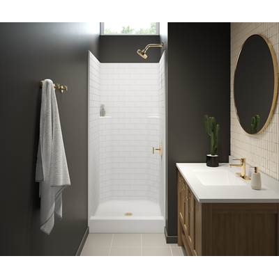 Aker 13636STT One-Piece Alcove Shower - Center Drain - AcrylX™ in Bone