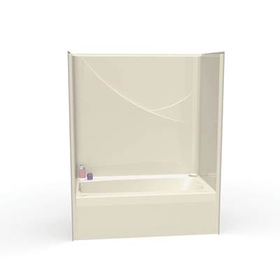 Aker FHA 6032 TS Alcove Tub Shower - Right-Hand Drain in Bone