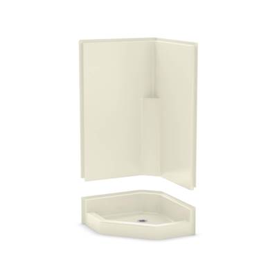 Aker KD-NAS AcrylX™ Corner Shower - Center Drain - Two-Piece in Bone