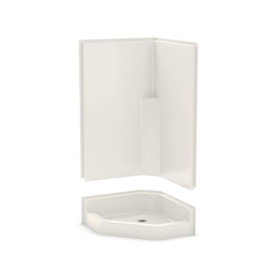 Aker KD-NAS AcrylX™ Corner Shower - Center Drain - Two-Piece in Biscuit