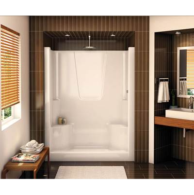Aker S-48 AcrylX™ Alcove Shower - Center Drain in Black