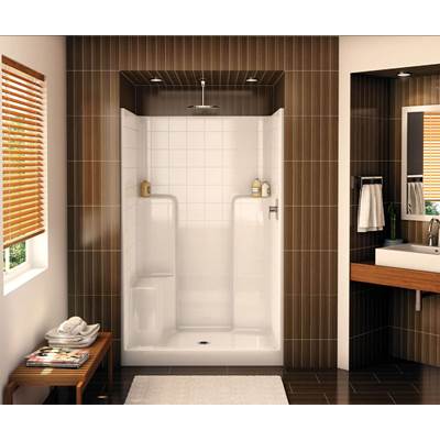 Aker SHRST/LST-48 AcrylX™ Alcove Shower - Center Drain in White