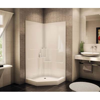 Aker SH-NA AcrylX™ Corner Shower - Center Drain - One-Piece in White