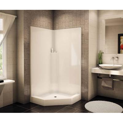 Aker KD-NAS AcrylX™ Corner Shower - Center Drain - Two-Piece in White