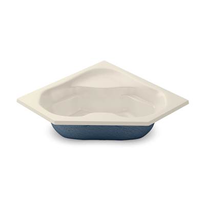 Aker CT Corner Soaking Tub - 60x60 - Center Drain in Bone