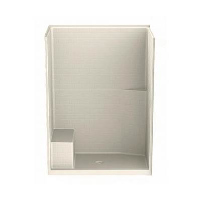 Aker 16034STTS Alcove Shower - Center Drain - AcrylX™ in Bone