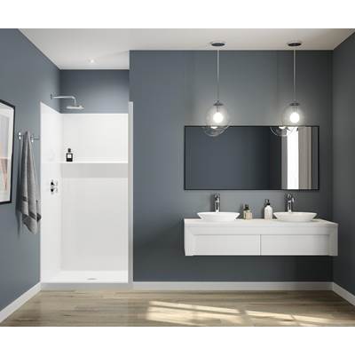 Aker FHA 3838 Alcove Shower - Center Drain - AcrylX™ in Bone