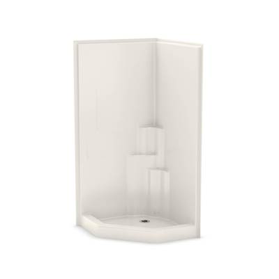 Aker SH-NA AFR AcrylX™ Corner Shower - Center Drain - One-Piece in Biscuit