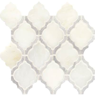 American Olean Candora Arabesque Mosaic Tile in Vestal White Blend