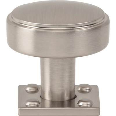 Atlas Benning Knob with Backplate - 1 1/4 Inch - 1 Inch Backplate in Brushed Nickel