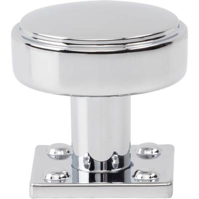 Atlas Benning Knob with Backplate - 1 1/4 Inch - 1 Inch Backplate in Polished Chrome