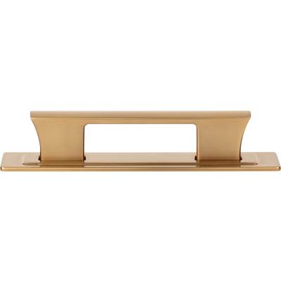 Atlas Zander Pull and Backplate - 3 3/4" C-C in Warm Brass