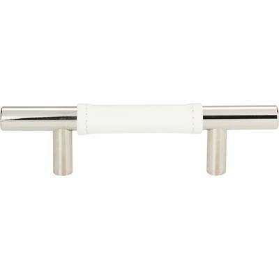 Atlas Zanzibar Cabinet Pull - 3" C-C - White Leather in Polished Chrome