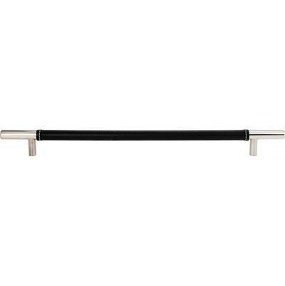 Atlas Zanzibar Cabinet Pull - 11 5/16" C-C - Black Leather in Polished Chrome