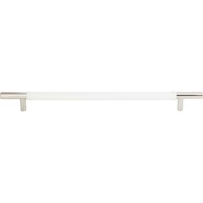 Atlas Zanzibar Cabinet Pull - 11 5/16" C-C - White Leather in Polished Chrome
