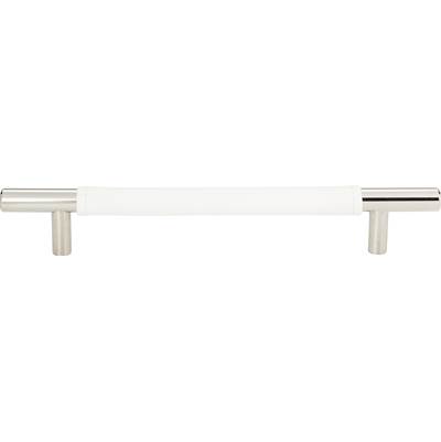 Atlas Zanzibar Cabinet Pull - 6 5/16" C-C - White Leather in Polished Chrome