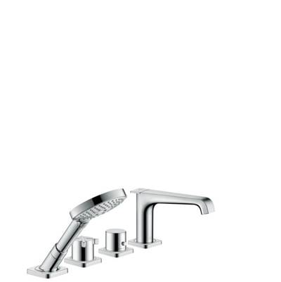 Axor Citterio E 4-Hole Thermostatic Roman Tub Set Trim - 1.75 GPM - Handshower in Chrome