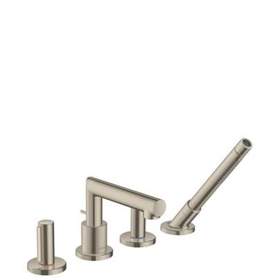 Axor Uno 4-Hole Roman Tub Faucet - Zero Handles - 1.75 GPM with Hand Shower in Brushed Nickel
