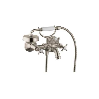 Axor Montreux 2-Handle Wall Mount Tub Filler - 1.8 GPM Handshower - Cross Handles in Brushed Nickel