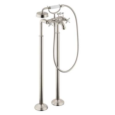 Axor Montreux 2-Handle Freestanding Tub Filler - Cross Handles - 1.8 GPM Handshower in Brushed Nickel