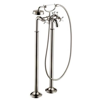 Axor Montreux 2-Handle Freestanding Tub Filler - Cross Handles - 1.8 GPM Handshower in Polished Nickel