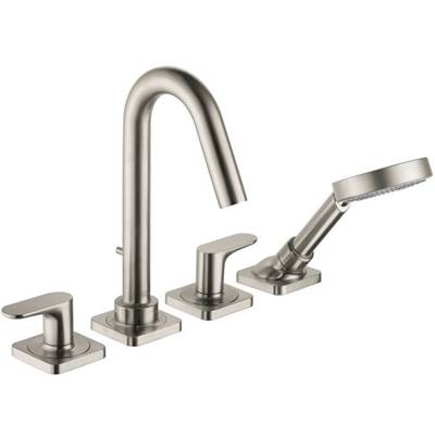 Axor Citterio M 4-Hole Roman Tub Faucet - 1.75 GPM with Hand Shower in Brushed Nickel
