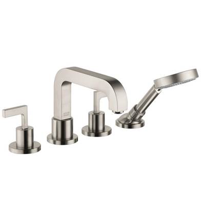 Axor Citterio 4-Hole Roman Tub Faucet - Lever Handles - 1.75 GPM with Hand Shower in Brushed Nickel