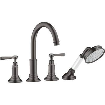 Axor Montreux 4-Hole Roman Tub Faucet - Lever Handles - 1.8 GPM with Hand Shower in Brushed Black Chrome
