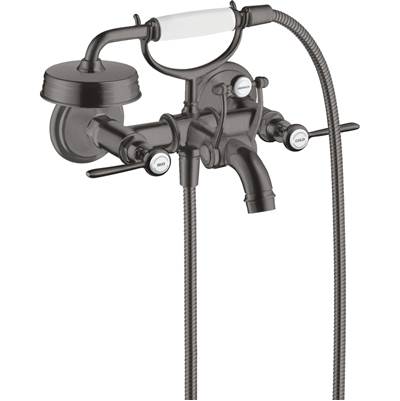 Axor Montreux 2-Handle Wall-Mounted Roman Tub Faucet - Lever Handles - 1.8 GPM with Hand Shower in Brushed Black Chrome