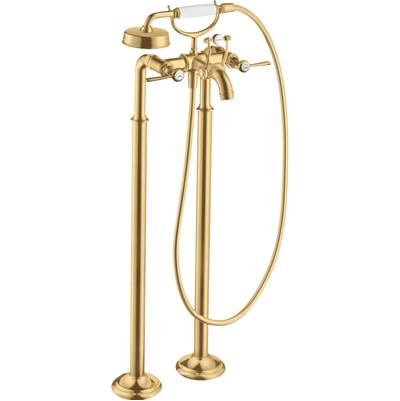 Axor Montreux 2-Handle Freestanding Tub Filler - Lever Handles - 1.8 GPM Handshower in Brushed Gold Optic