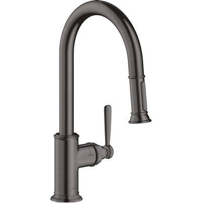 Axor Montreux HighArc Pull-Down Kitchen Faucet - 2-Spray - 1.75 GPM in Brushed Black Chrome