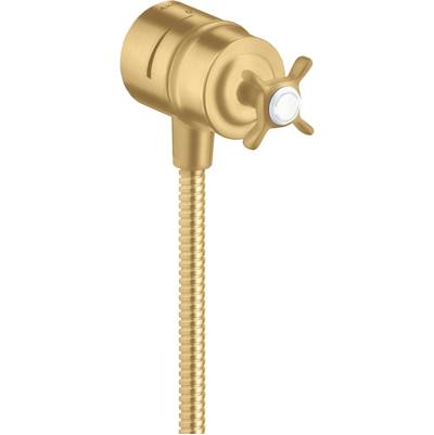 Axor Montreux Wall Outlet - Check Valves - Volume Control - Cross Handle in Brushed Gold Optic