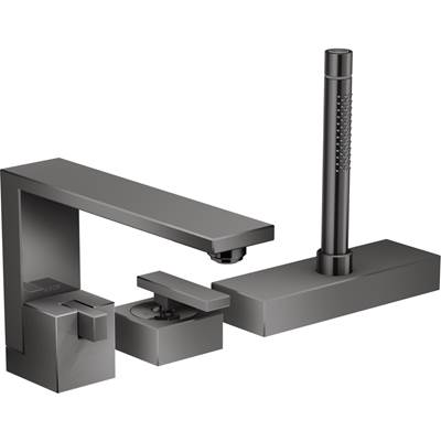 Axor Edge 3-Hole Roman Tub Faucet - Diamond Cut - 1.75 GPM with Hand Shower in Polished Black Chrome