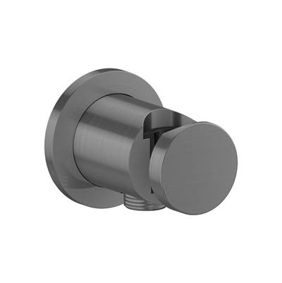 Axor One Wall Outlet with Handshower Holder, Round in Brushed Black Chrome