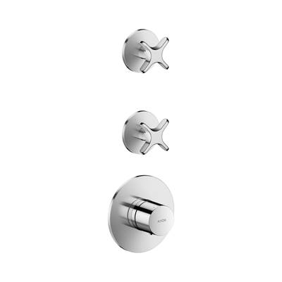 Axor One Thermostatic Module Trim - 2 Volume Controls - Cross Handle in Chrome