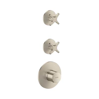 Axor One Thermostatic Module Trim - 2 Volume Controls - Cross Handle in Brushed Nickel