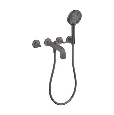 Axor Citterio 3-Hole Wall-Mounted Tub Trim - 1.75 GPM - Lever Handles - Handshower in Brushed Black Chrome