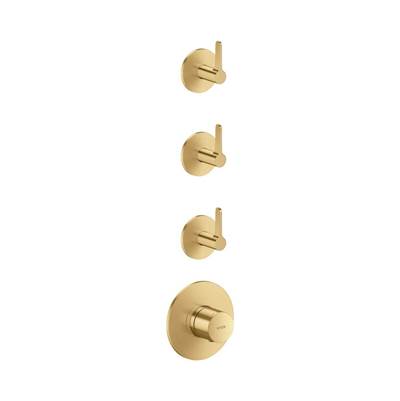 Axor One Thermostatic Module Trim - 3 Volume Controls, Lever Handle in Brushed Gold Optic