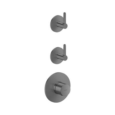 Axor One Thermostatic Module Trim - 2 Volume Controls - Lever Handle in Brushed Black Chrome