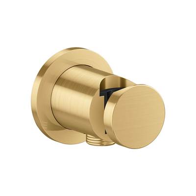 Axor One Wall Outlet with Handshower Holder, Round in Brushed Gold Optic