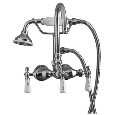 Barclay Hand Shower Faucet - Code Spout, Porcelain Handles in Polished Chrome
