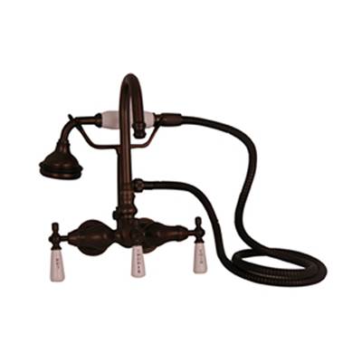 Barclay Hand Shower Faucet - Code Spout, Porcelain Handles in Oil Rubbed Bronze