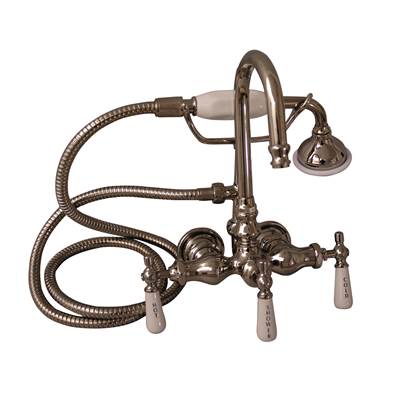 Barclay Hand Shower Faucet - Code Spout, Porcelain Handles in Polished Nickel