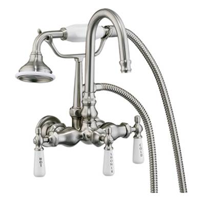 Barclay Hand Shower Faucet - Code Spout, Porcelain Handles in Satin Nickel