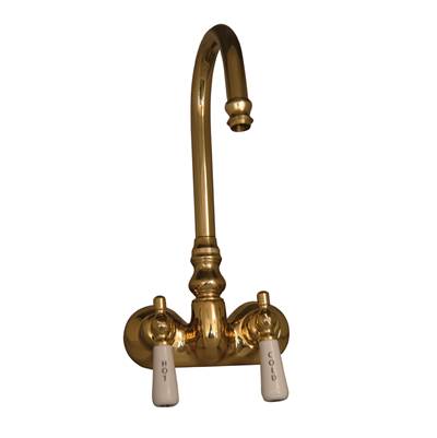 Barclay Tub Filler - Code Spout, Lever Porcelain Handles - 3.6 GPM in Polished Brass