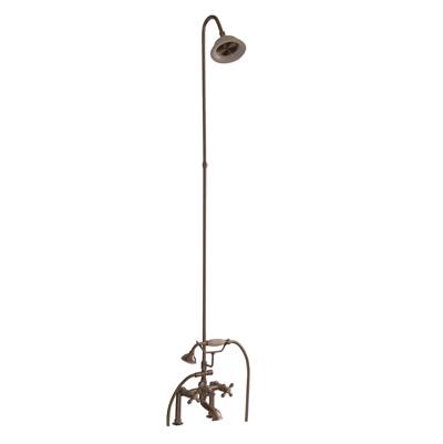 Barclay Elephant Spout Shower System - Riser, Cross Handle in Brushed Nickel