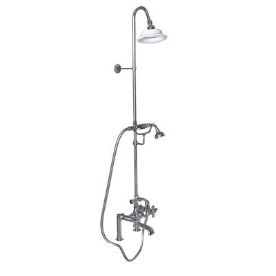 Barclay Elephant Spout, Riser, Shower Head, Hand Shower, Cross Handles in Brushed Nickel