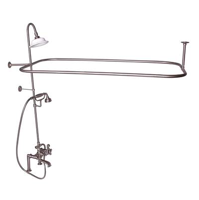 Barclay Elephant Spout Shower System - 3.7 GPM - Handheld with Riser - Cross Handle in Brushed Nickel