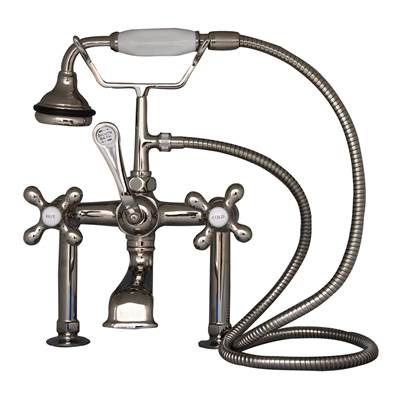 Barclay Elephant Spout Hand Shower - 6" Mounts, Cross Handles in Polished Nickel